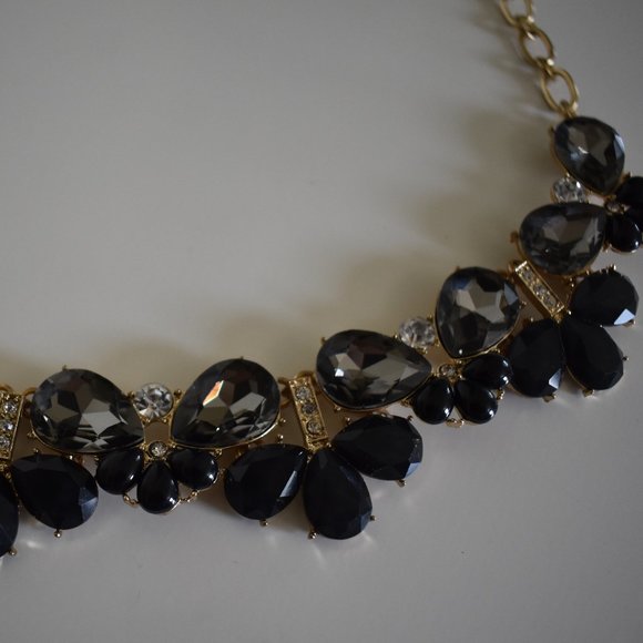 JCrew Black/Dark Grey & Gold Statement Necklace | Excellent Condition - Picture 6 of 6